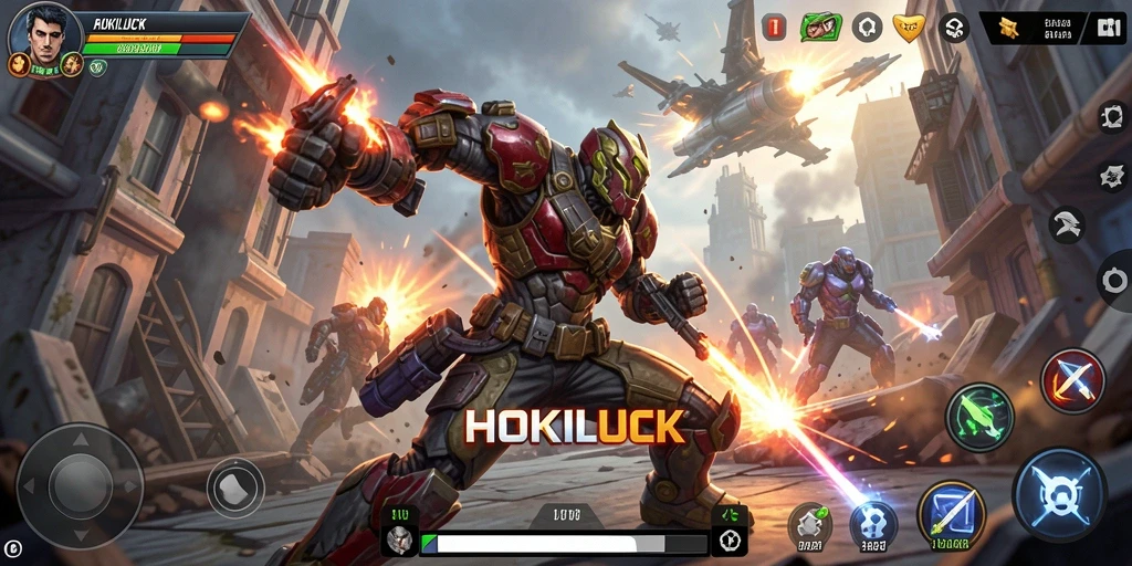 Screenshot permainan HOKILUCK yang menampilkan aksi seru dan karakter yang berani.