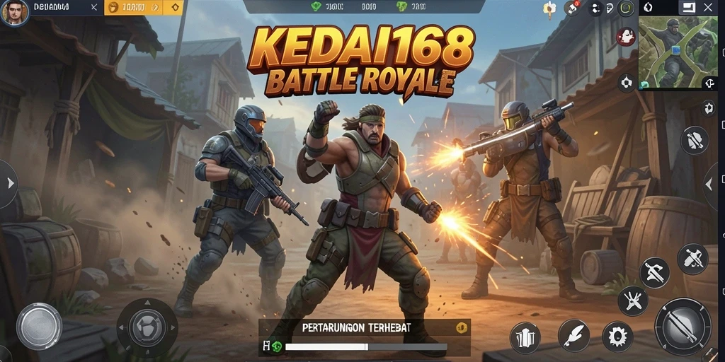 Gameplay seru KEDAI168 dalam pertempuran Battle Royale.