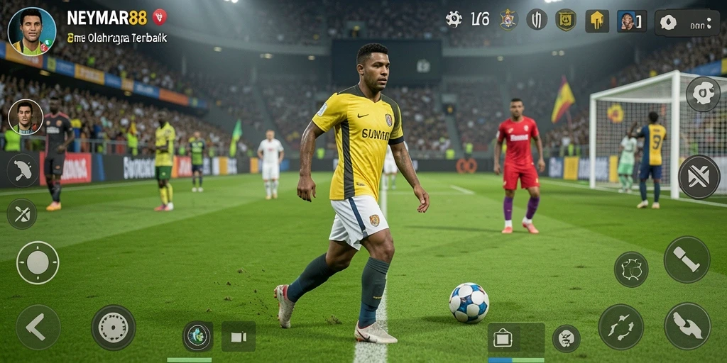 Tampilan gameplay luar biasa dalam NEYMAR88 dengan aksi sepak bola yang mendebarkan.