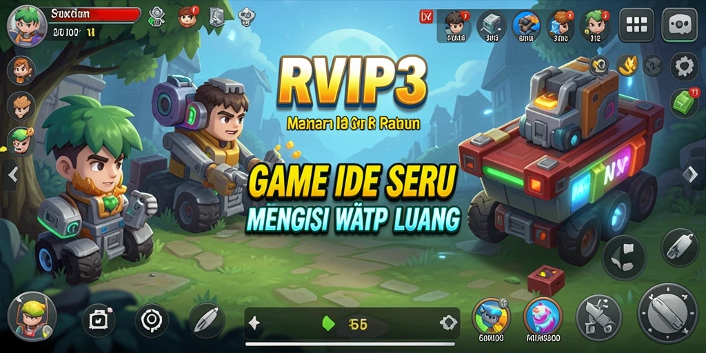 Screenshot gameplay RVIP3 menampilkan karakter yang berkembang di mode Idle.