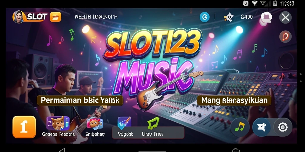 Tampilan gameplay SLOT123 dengan musik yang menarik dan interaksi seru.