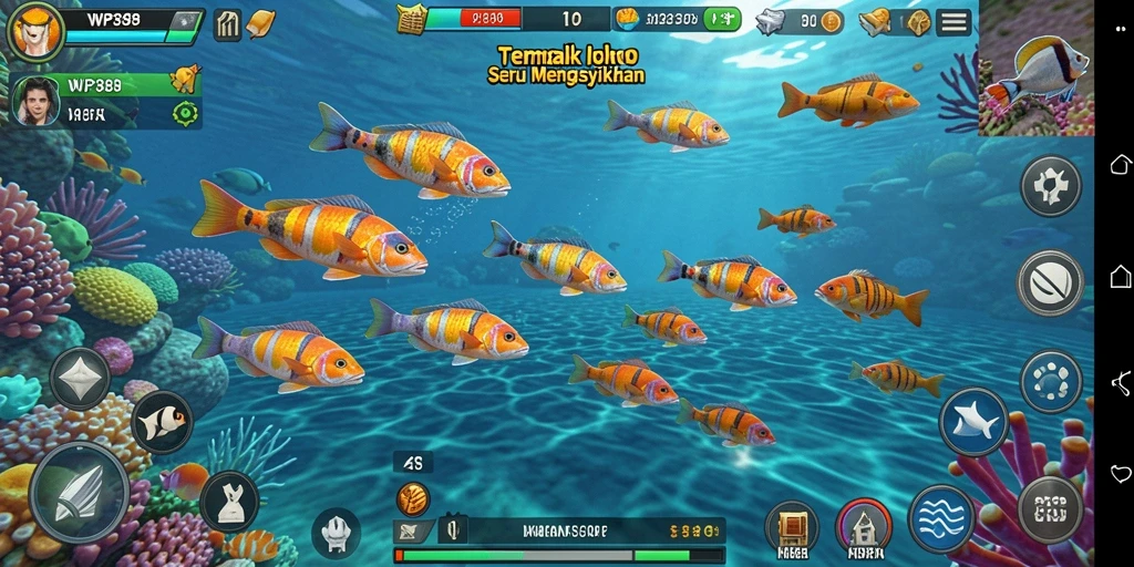 Screenshot gameplay WP888 dengan aksi menembak ikan yang seru.